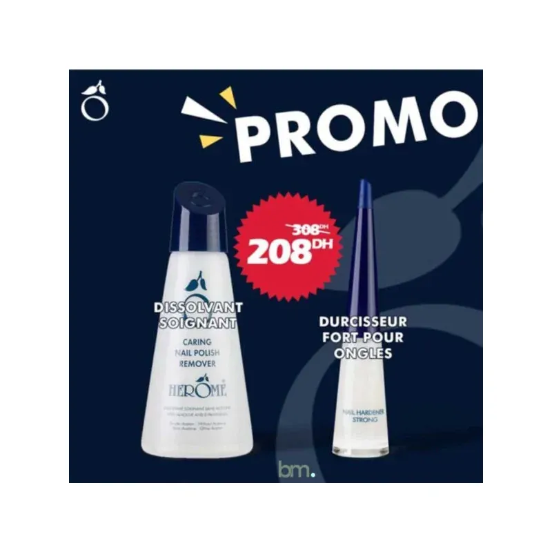 Herôme Pack Durcisseur Fort Pour Ongles + Dissolvant                  