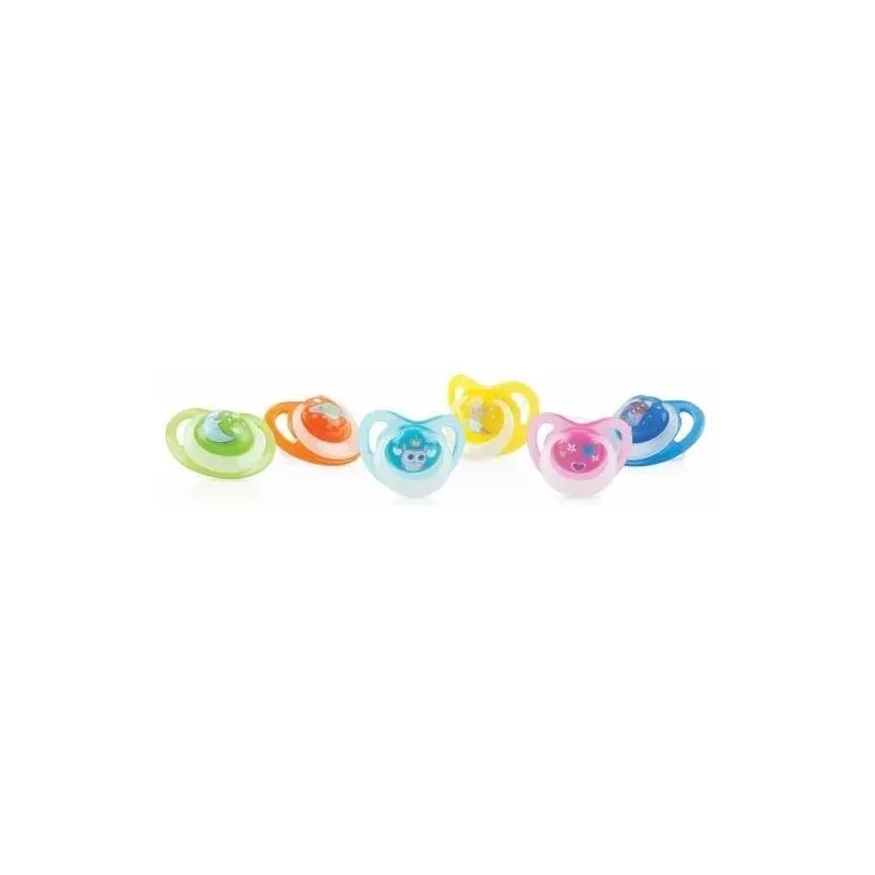 NUBY Sucette en silicone Lumière orthodontique avec picots de massage et couvercle de protection 6-18 mois ID5818MOSM